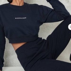 Misguided Navy Cropped Crewneck